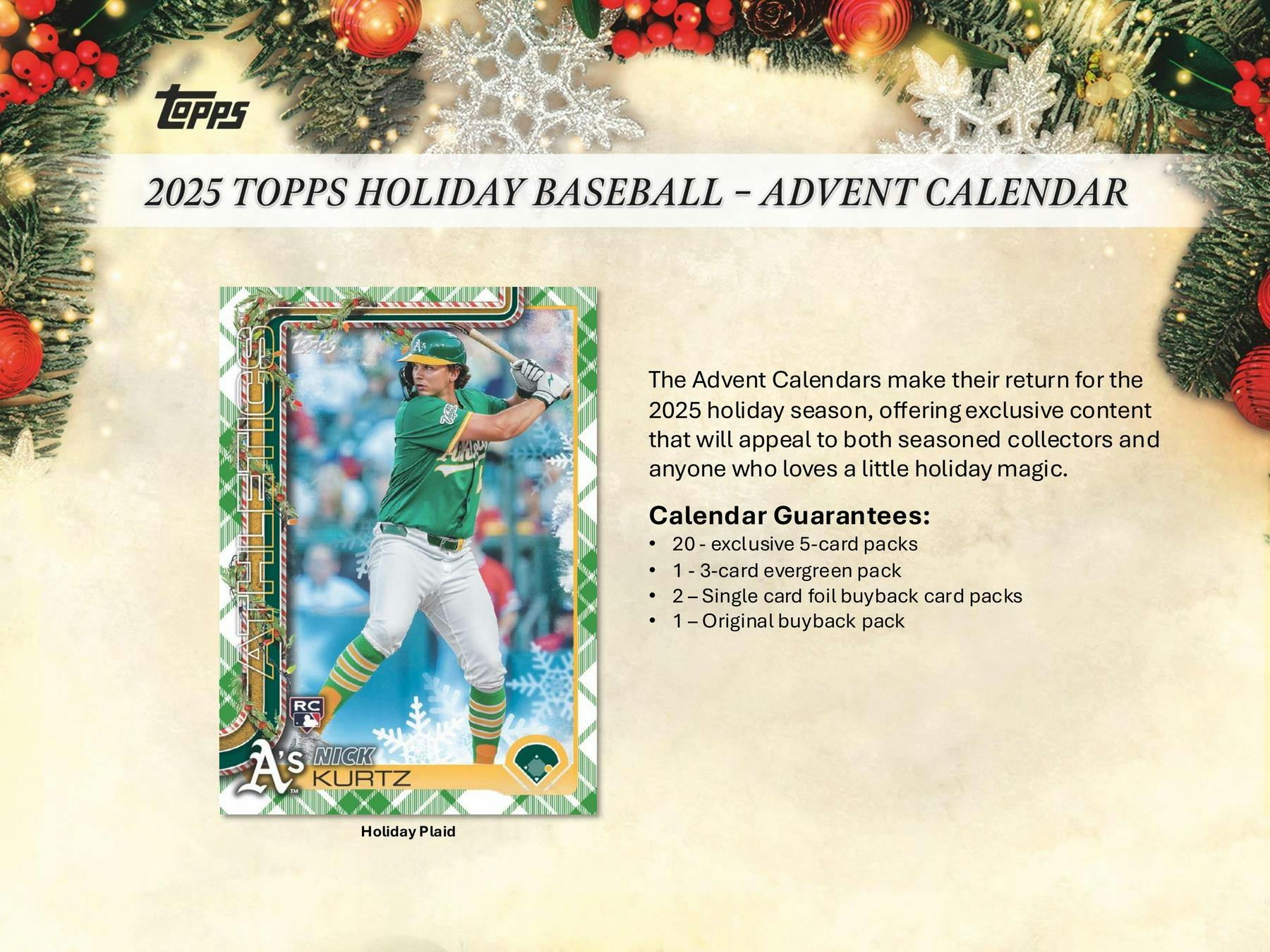 2025 Topps Holiday Baseball Advent Calendar Box | Columbia Sports Cards - Columbia Hobby - Sports Card Boxes - Toploaders - Card Savers