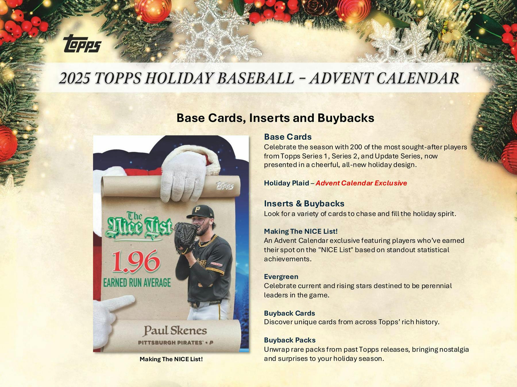 2025 Topps Holiday Baseball Advent Calendar Box | Columbia Sports Cards - Columbia Hobby - Sports Card Boxes - Toploaders - Card Savers