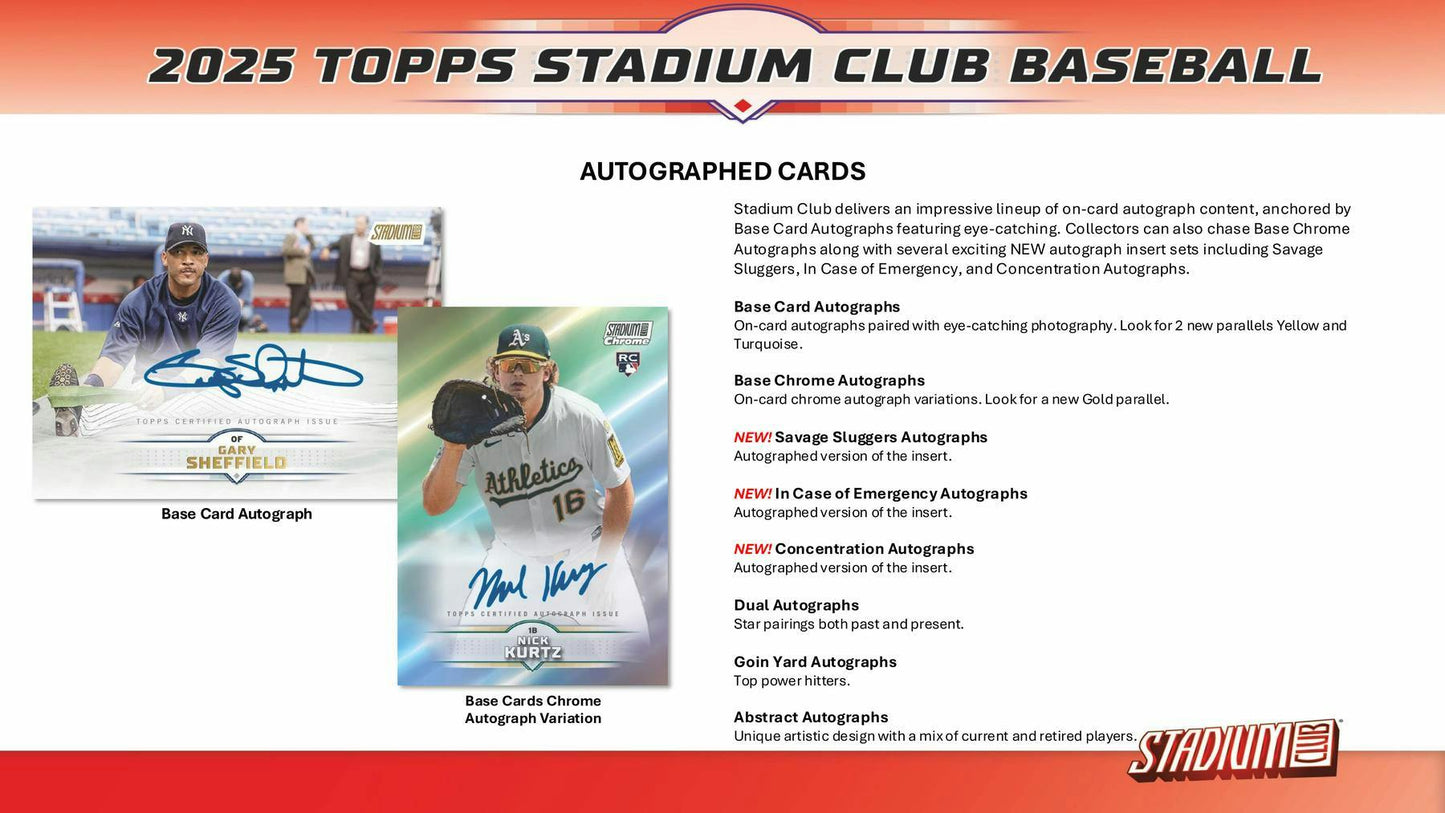2025 Topps Stadium Club Baseball Mega Box | Columbia Sports Cards - Columbia Hobby - Sports Card Boxes - Toploaders - Card Savers