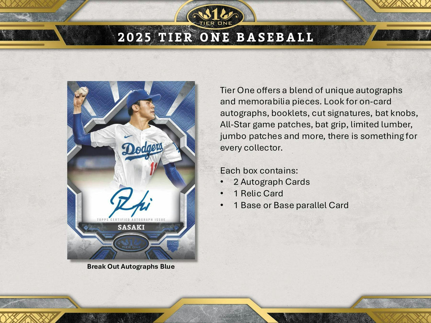 2025 Topps Tier One Baseball Hobby Box | Columbia Sports Cards - Columbia Hobby - Sports Card Boxes - Toploaders - Card Savers