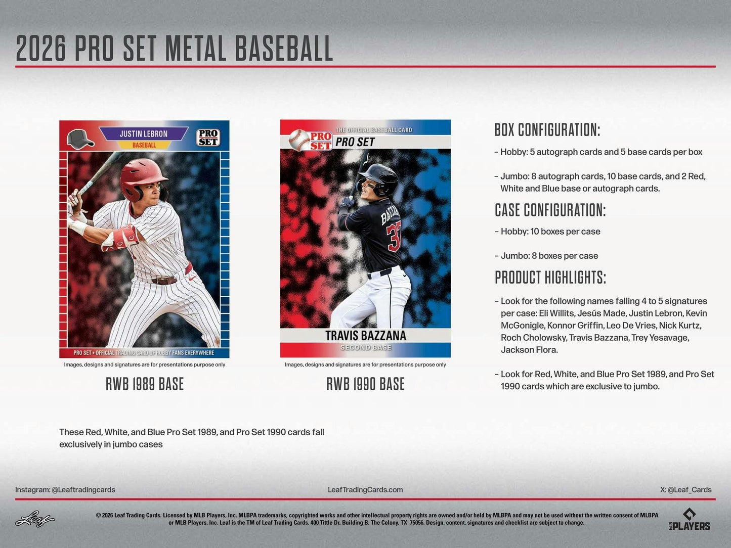 2026 Leaf Pro Set Metal Baseball Hobby Box | Columbia Sports Cards - Columbia Hobby - Sports Card Boxes - Toploaders - Card Savers