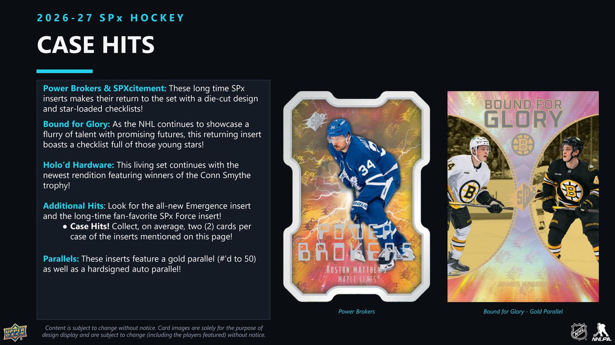 2026/27 Upper Deck SPx Hockey Hobby Box sell sheet 4