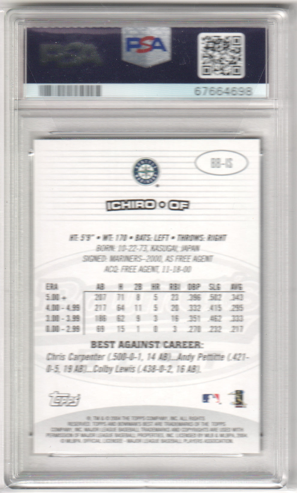 ICHIRO SUZUKI 2004 Bowman's Best #BB-IS PSA 10 GEM MINT - MARINERS