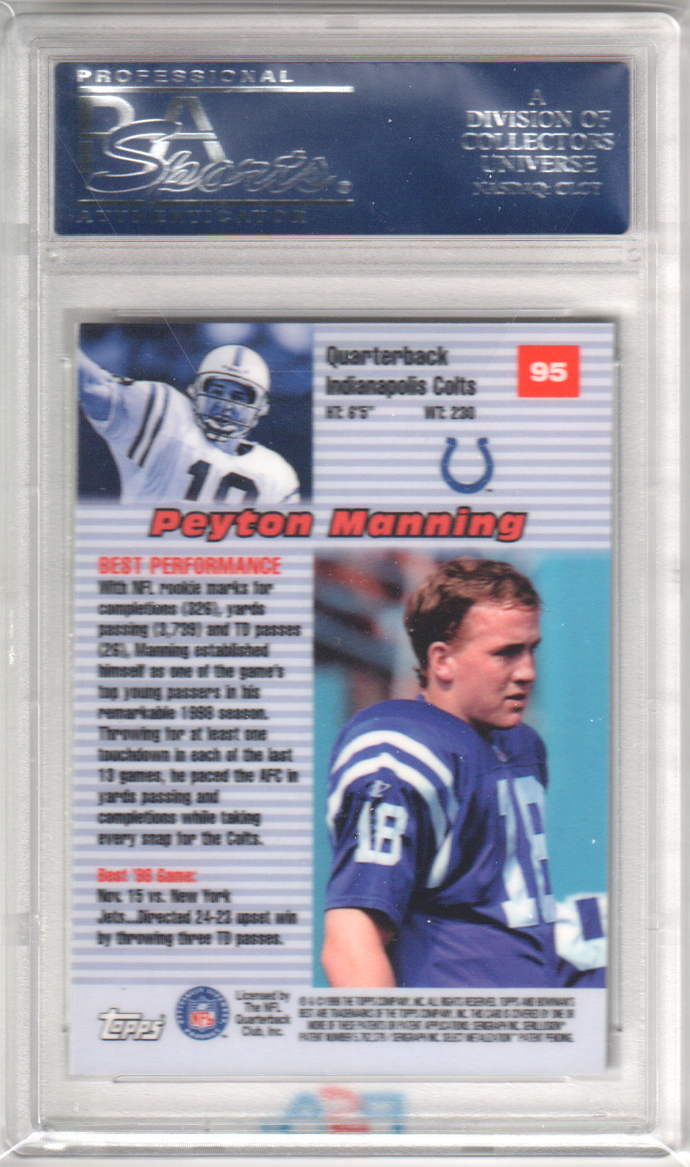 PEYTON MANNING 1999 Bowman's Best #95 PSA 10 GEM MINT - COLTS