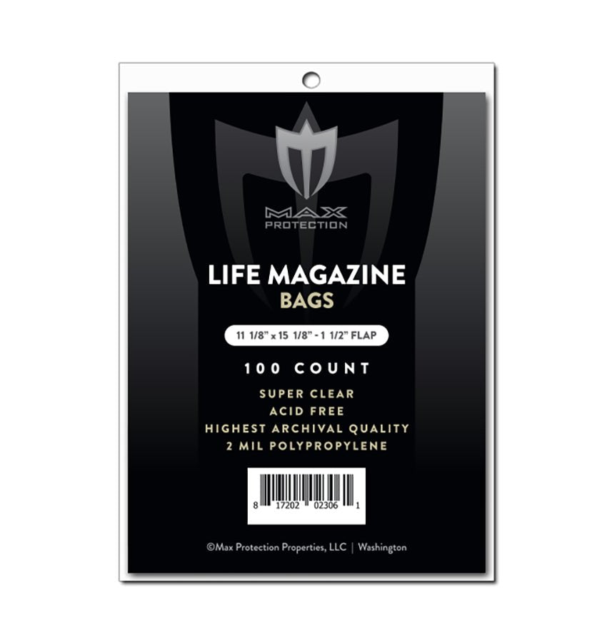 500ct (5 Packs) Life Magazine Bags - 11 - 1/8x14 - 1/4 - Columbia Hobby - Sports Card Boxes - Toploaders - Card Savers