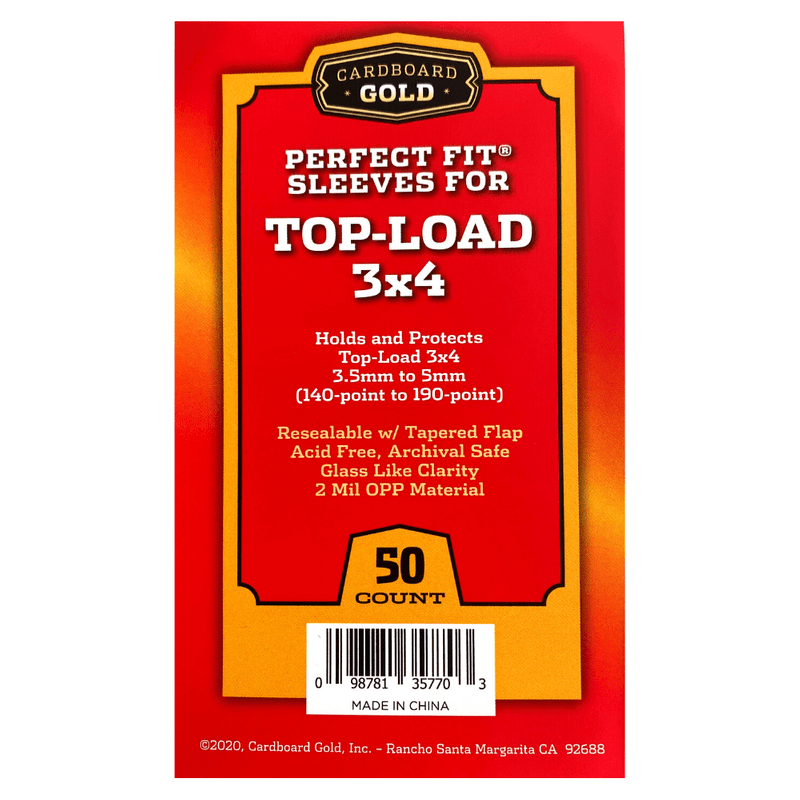 50ct Perfect Fit Graded Cards Sleeves - 140pt - 190pt Size - Cardboard Gold - Columbia Hobby - Sports Card Boxes - Toploaders - Card Savers