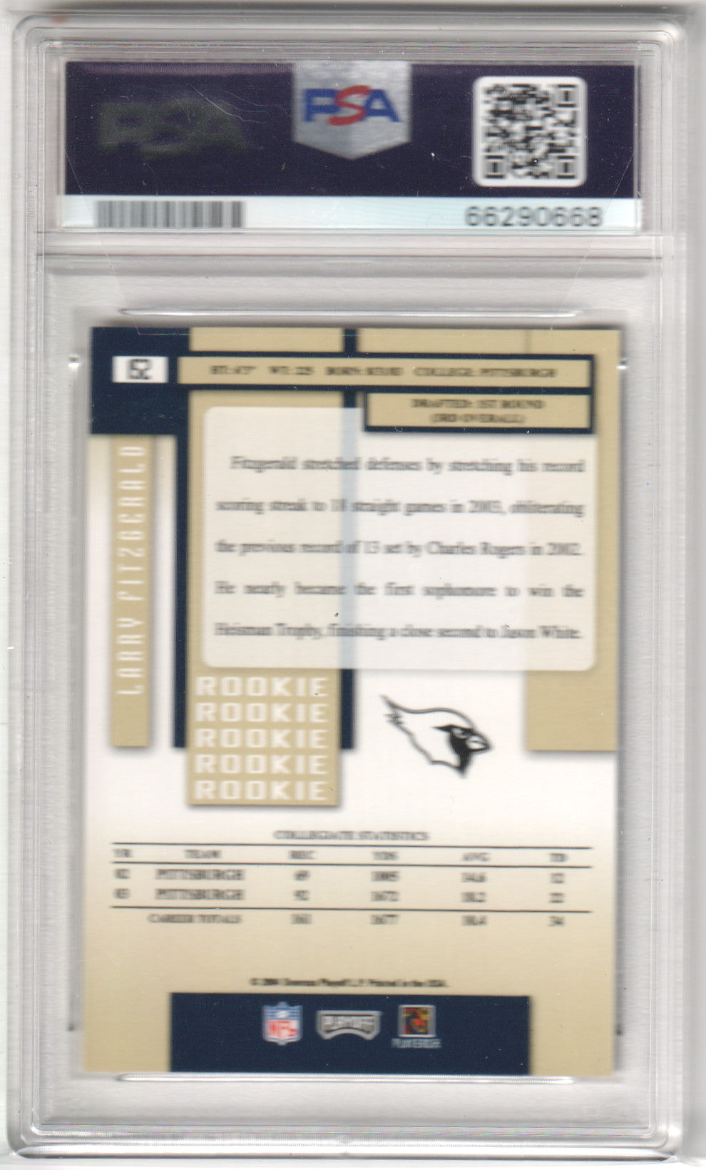 LARRY FITZGERALD 2004 Playoff Prestige RC Rookie #152 PSA 9 - MINT CARDINALS