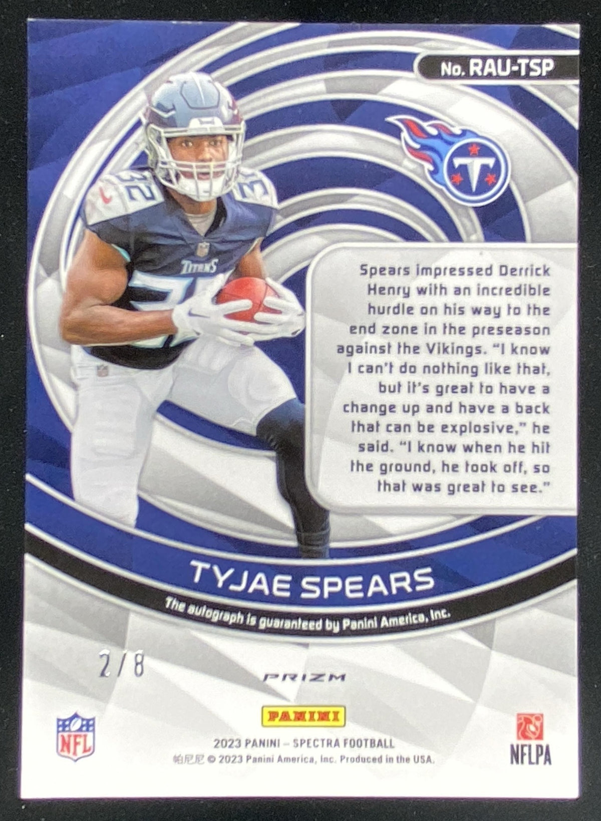 2023 Panini Spectra Tyjae Spears trading card
