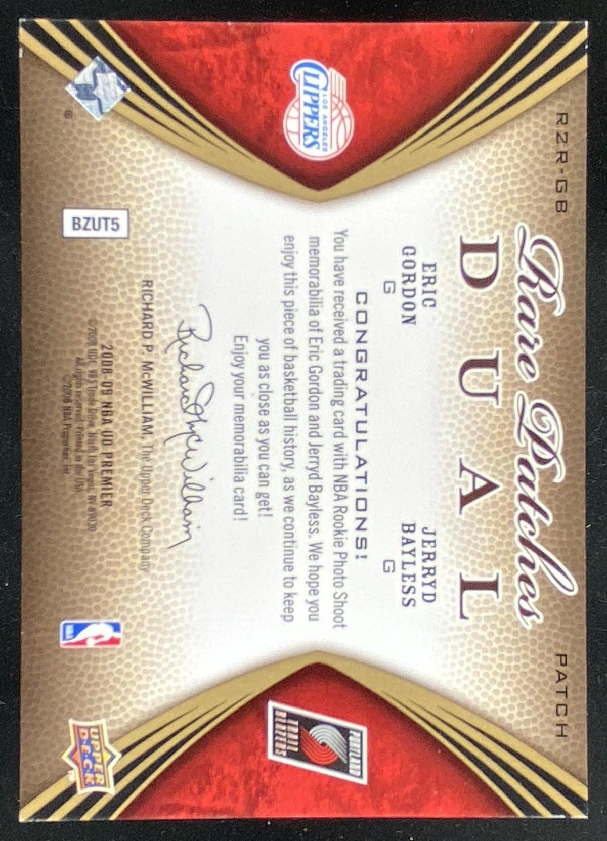 2008 Upper Deck Premier Eric Gordon / Jerryd Bayless trading card