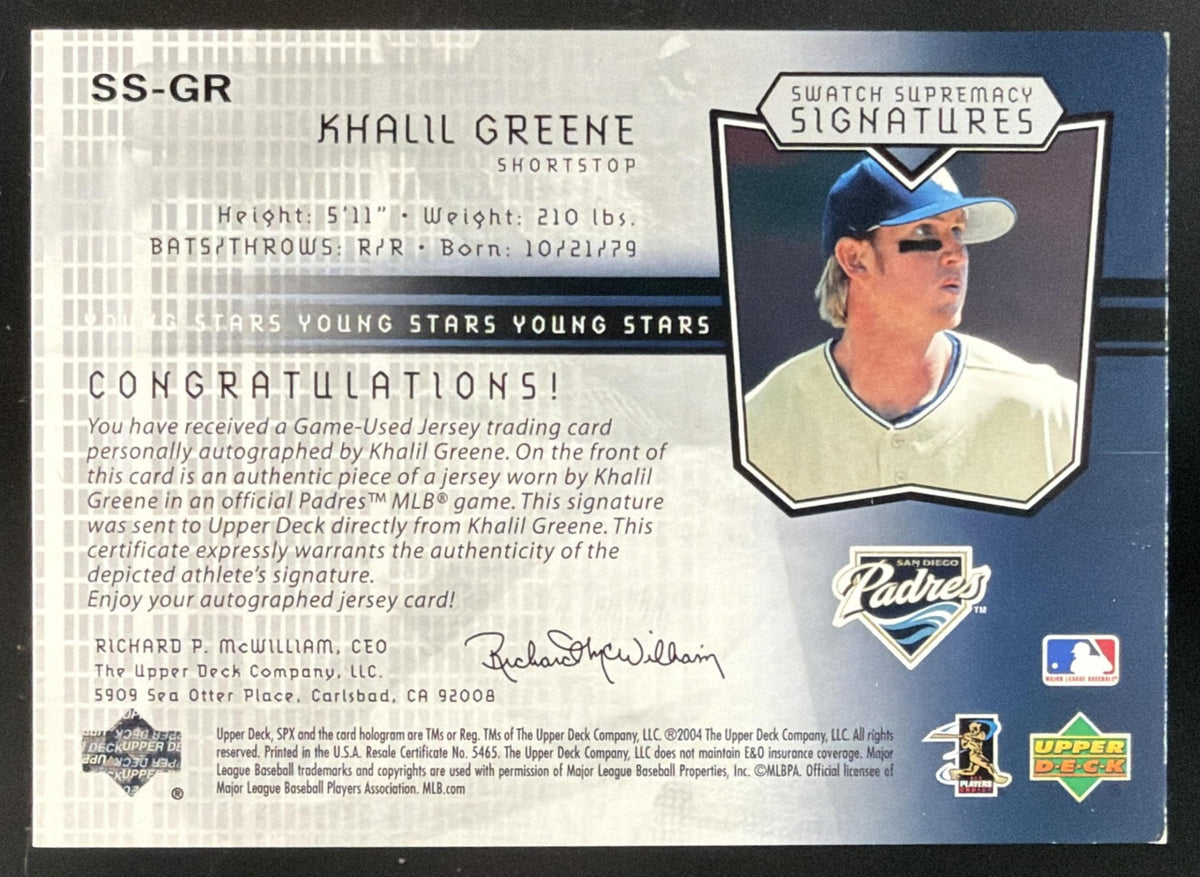 2004 SPx Khalil Greene Jersey Auto /999