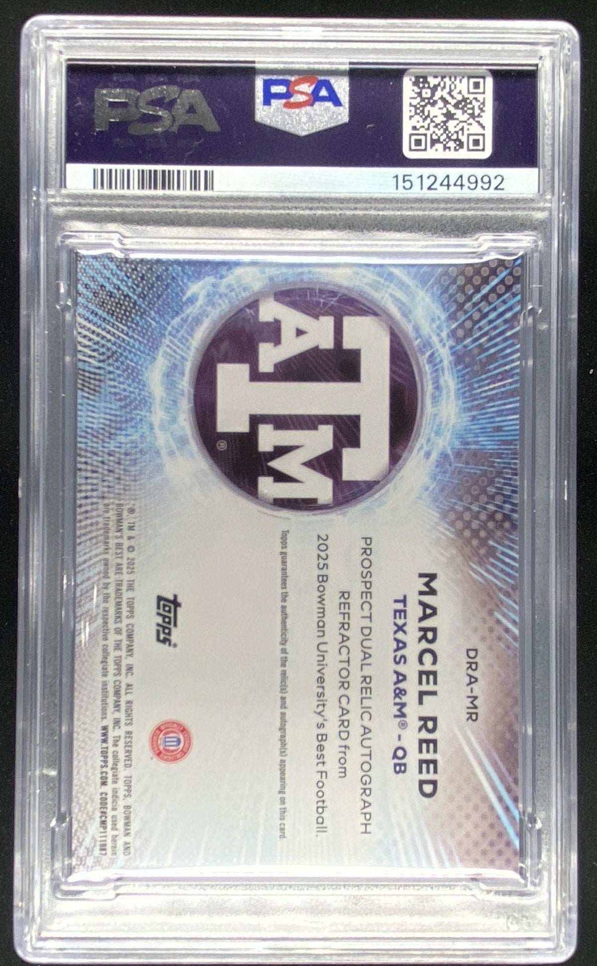 2025 Bowman's Best University Marcel Reed graded PSA 9 trading card