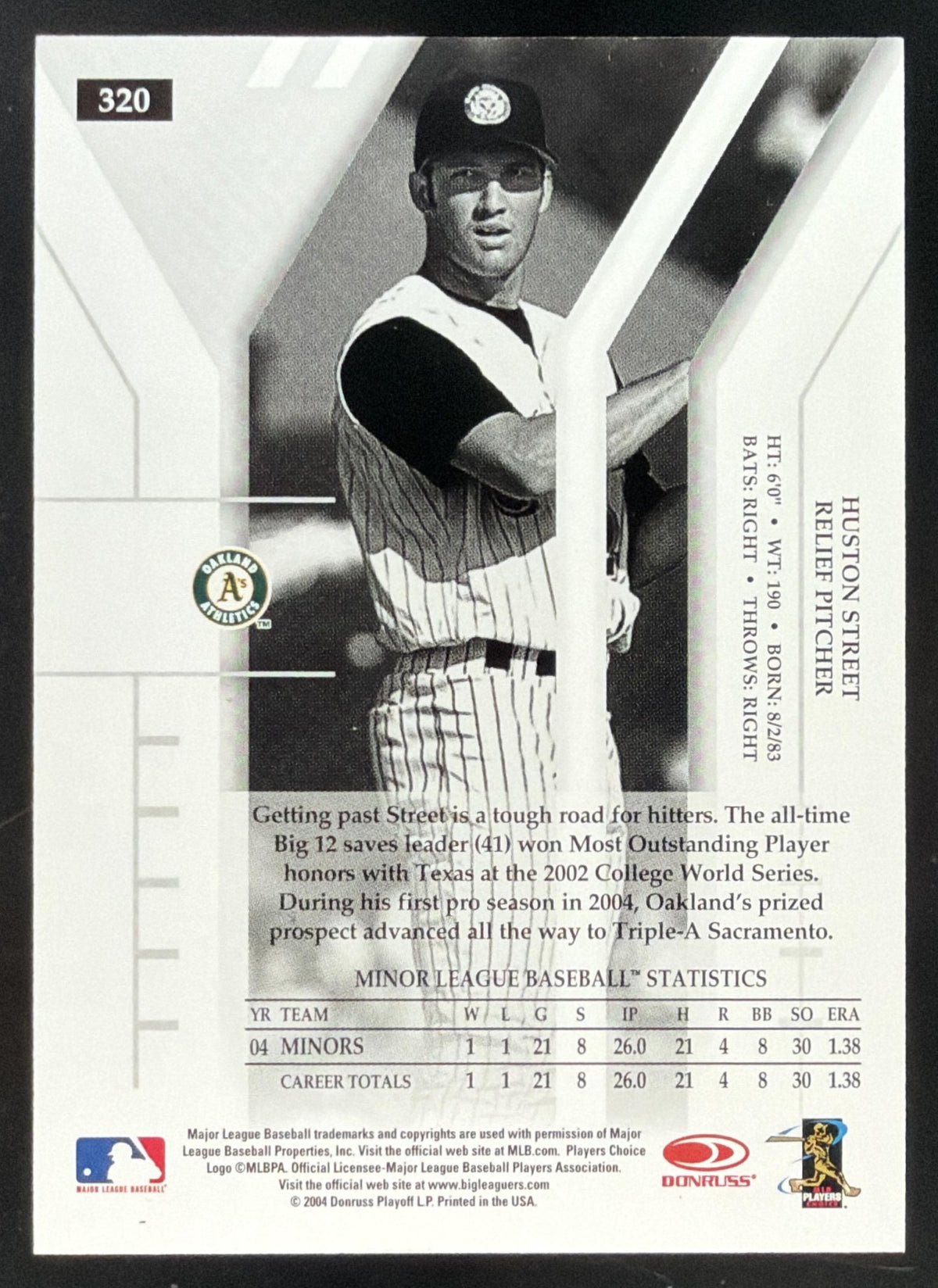 2004 Donruss Elite Extra Edition Huston Street #320 Auto