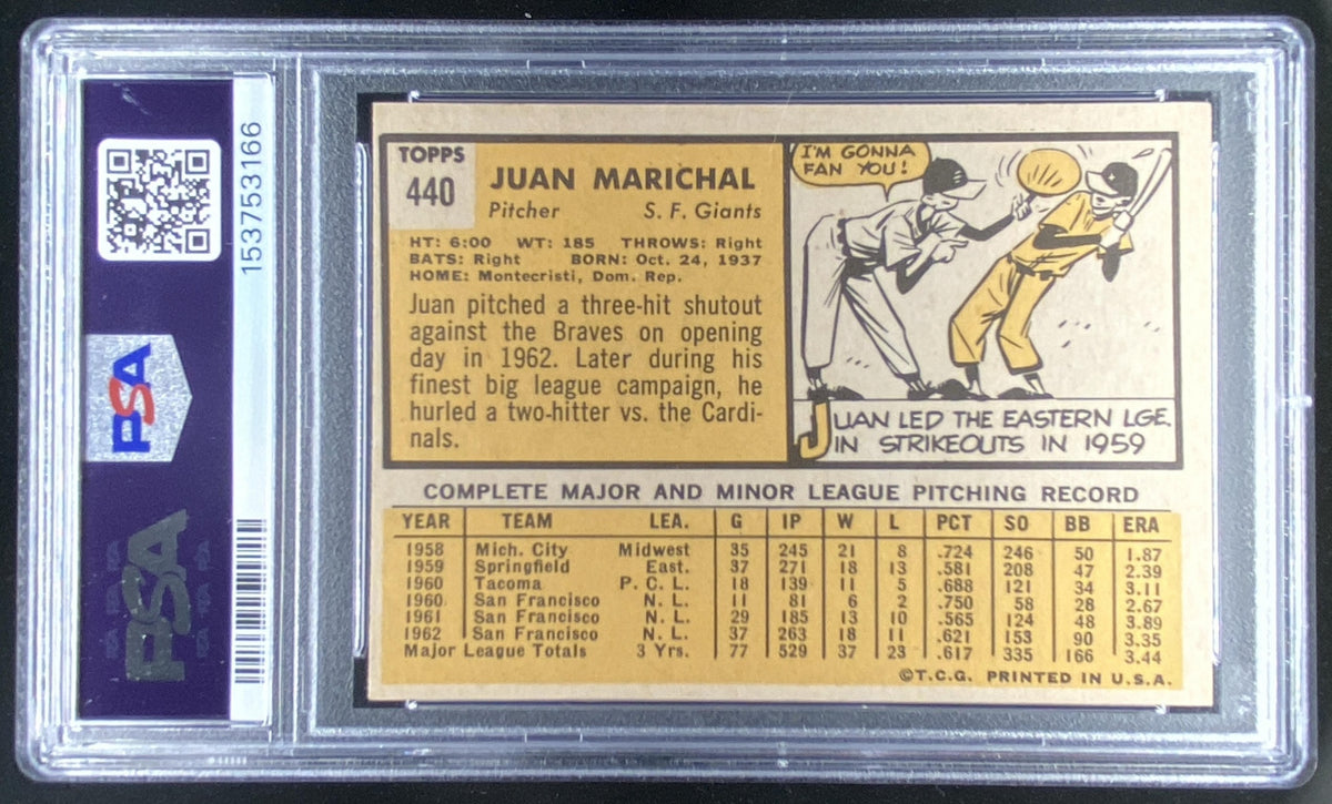 1963 Topps Juan Marichal #440 graded PSA 3 trading card