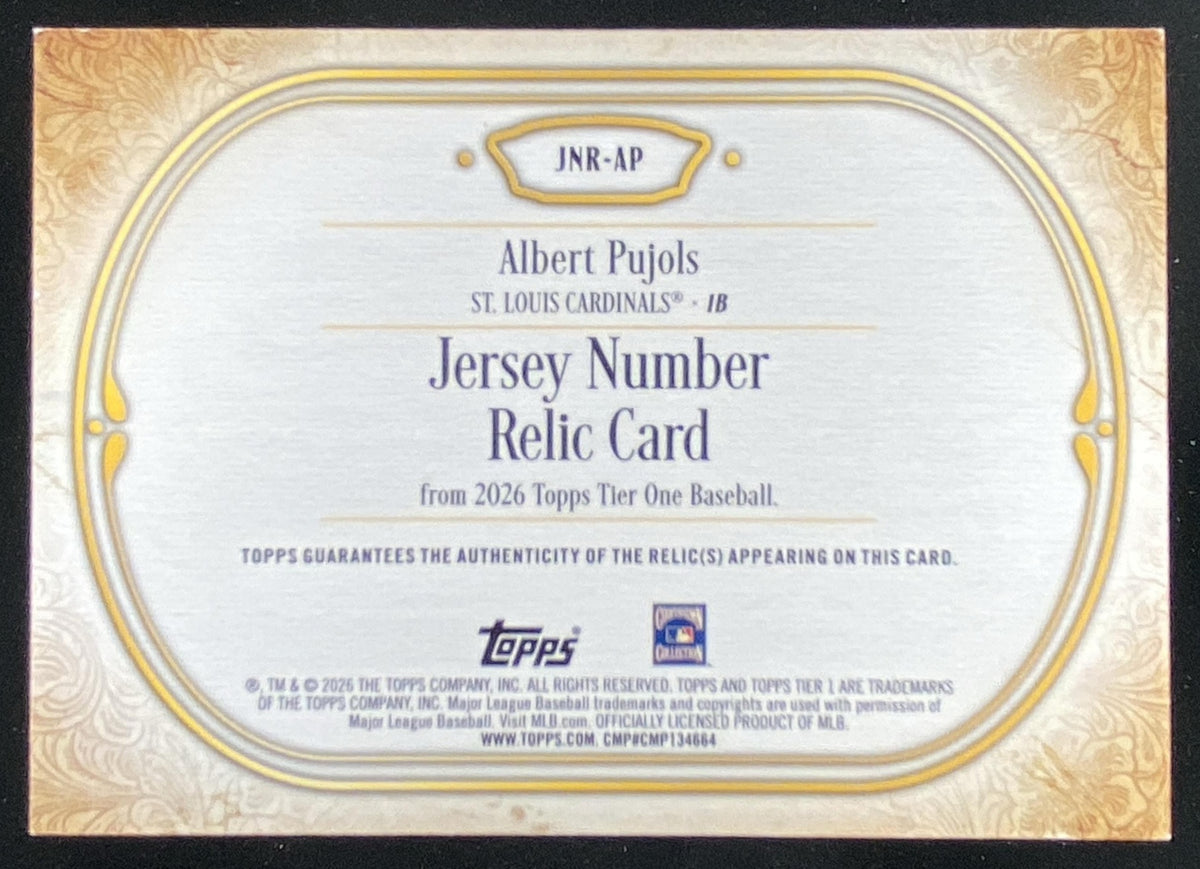 2026 Topps Tier One Albert Pujols #JNR-AP trading card
