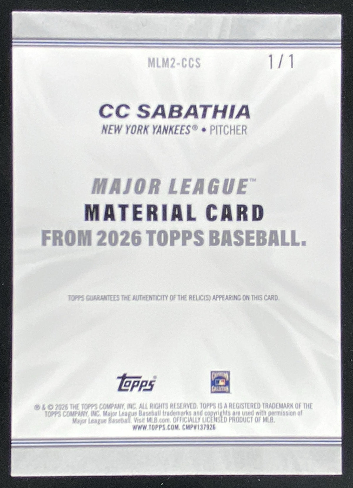 2026 Topps Series 2 CC Sabathia #MLM2-CCS trading card