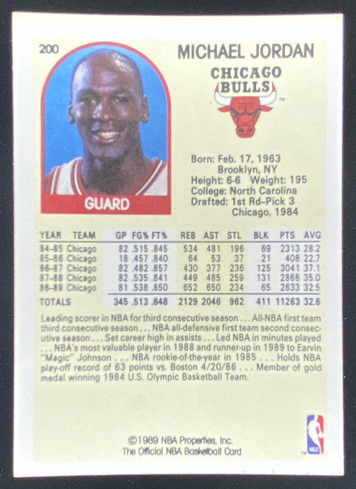 1989 Hoops Michael Jordan #200 trading card