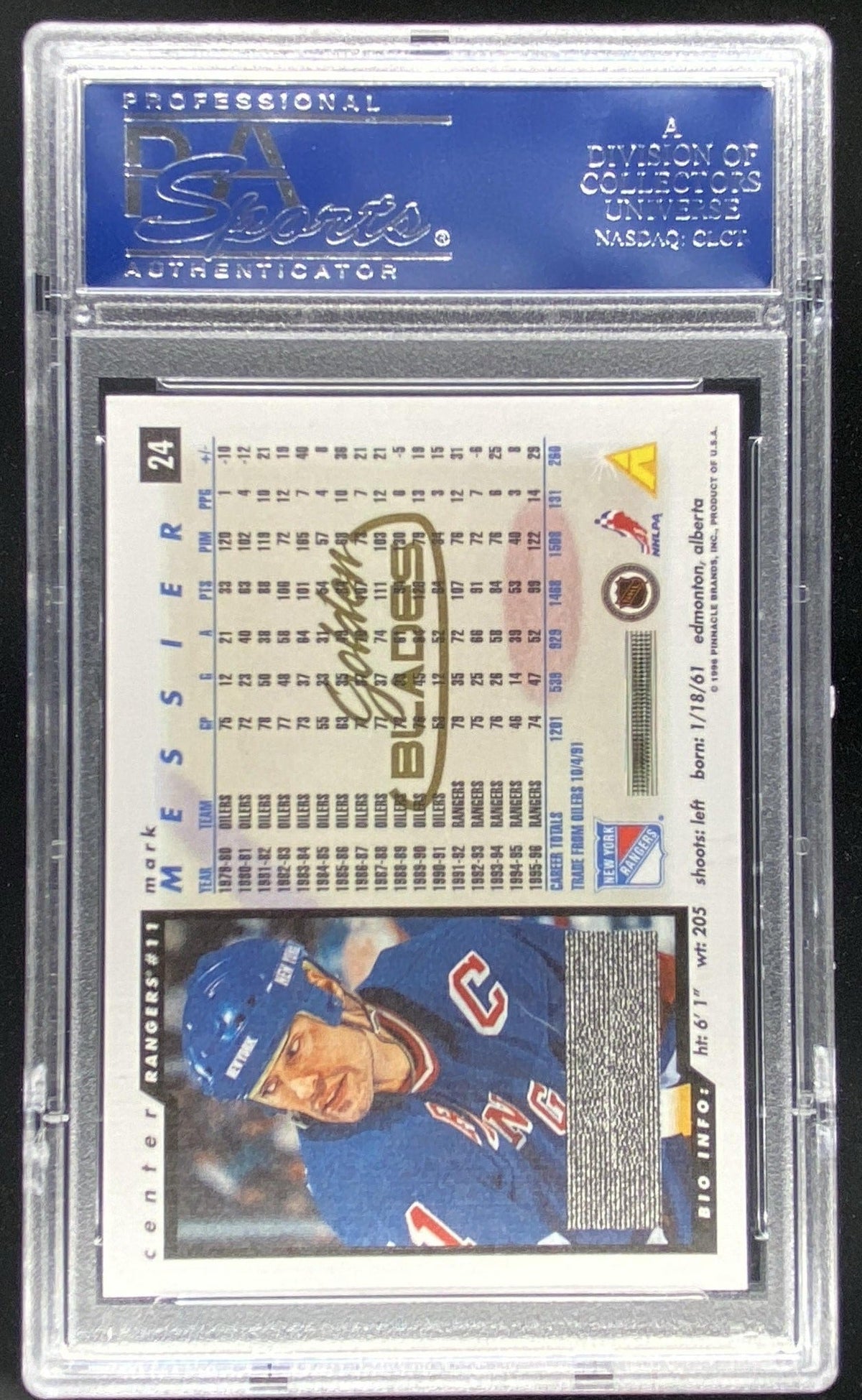 1996 Score Mark Messier graded PSA 10 trading card