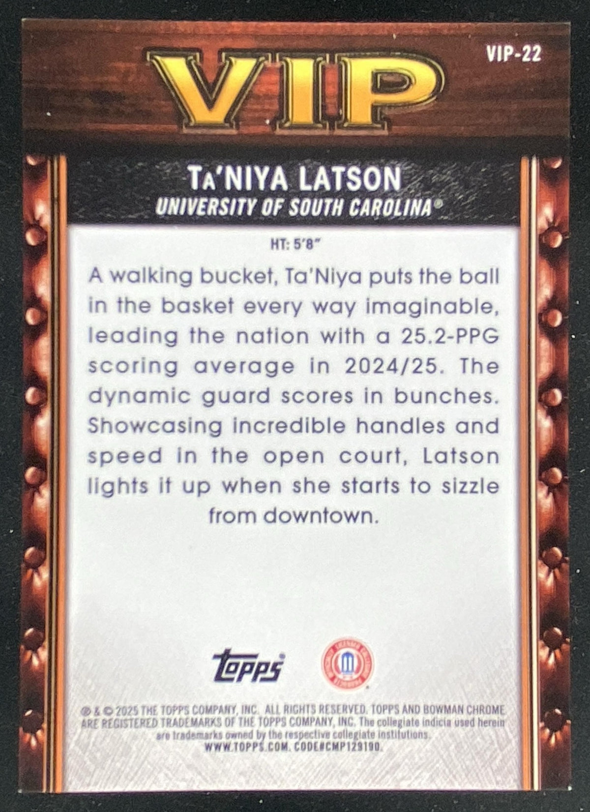 2025 Bowman Ta'Niya Latson trading card