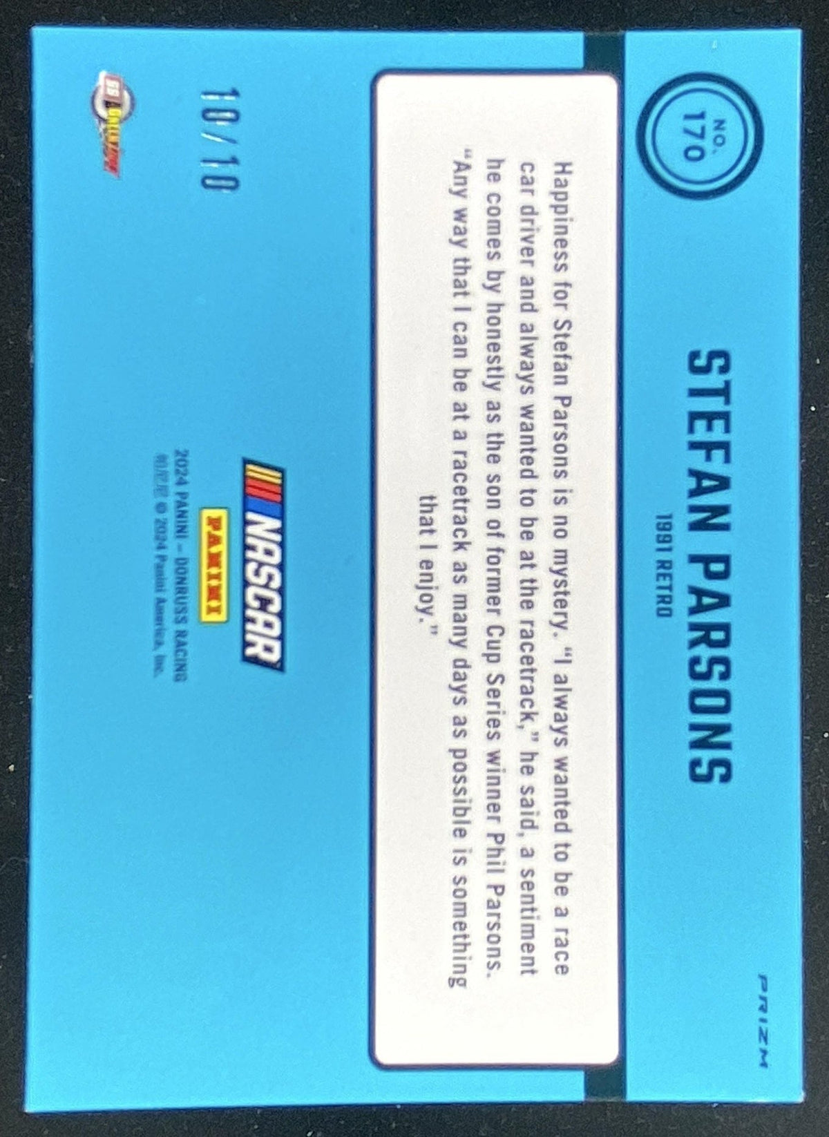 2024 Panini Donruss Optic Racing Stefan Parsons trading card