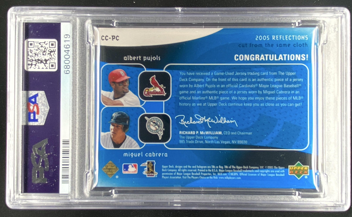 2005 Upper Deck Reflections Albert Pujols / Miguel Cabrera #CC-PC graded PSA 9 trading card