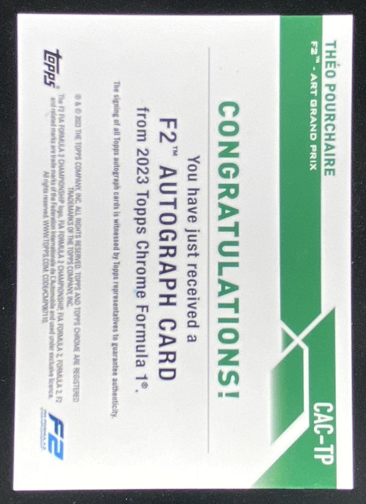 2023 Topps Chrome Formula 1 Théo Pourchaire trading card