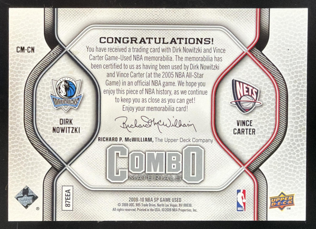 2009 SP Game Used Combo Dirk Nowitzki / Vince Carter Dual Jersey /499