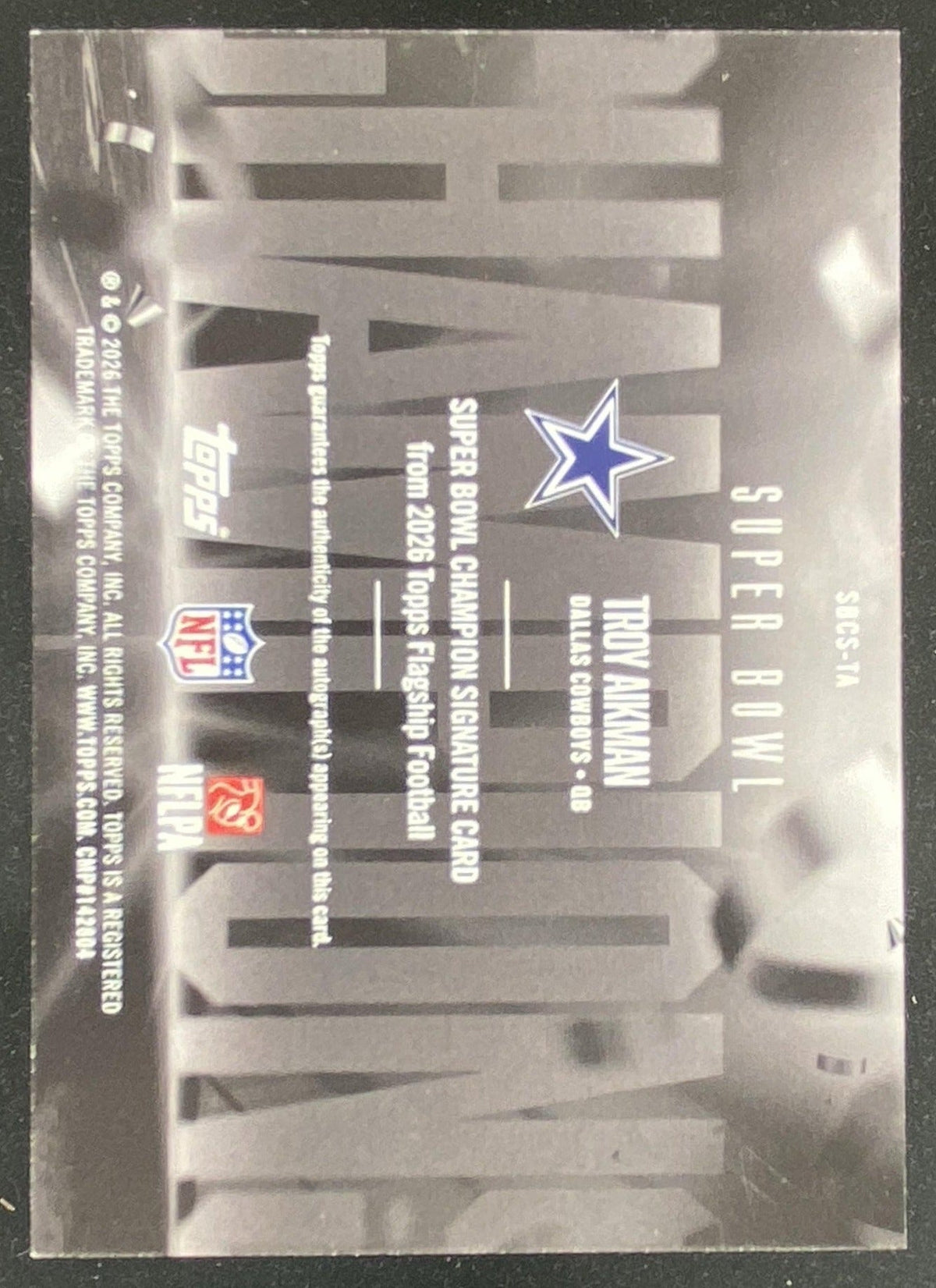2026 Topps Troy Aikman #SBCS-TA trading card