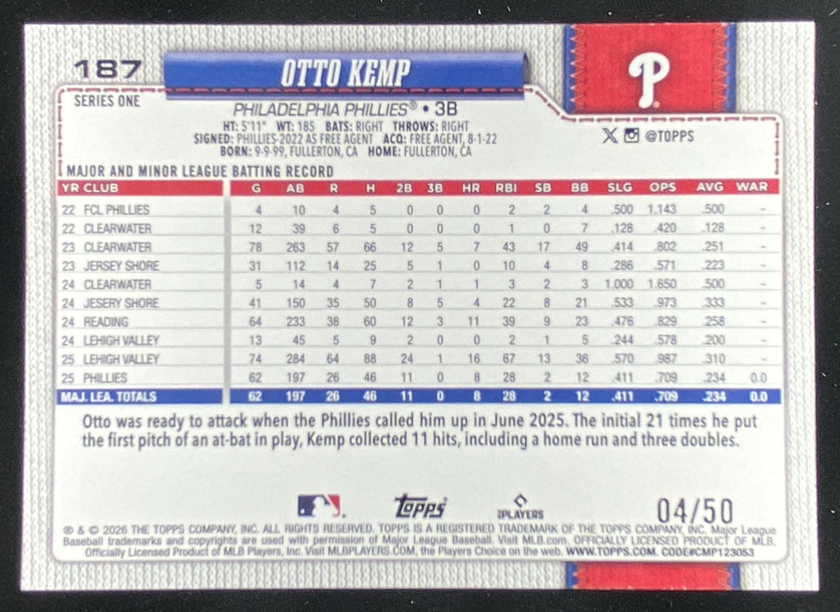 2026 Topps Series 1 Otto Kemp #187 trading card