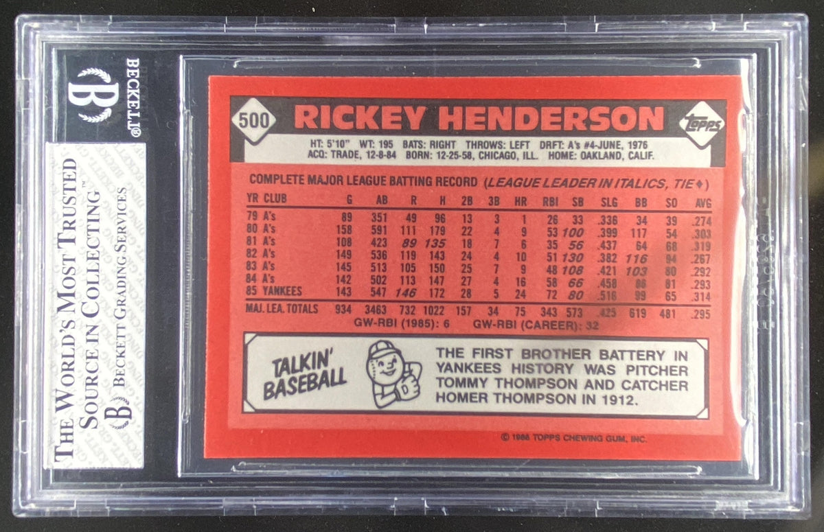 1986 Topps Collector's Edition Rickey Henderson graded BGS 8 trading card