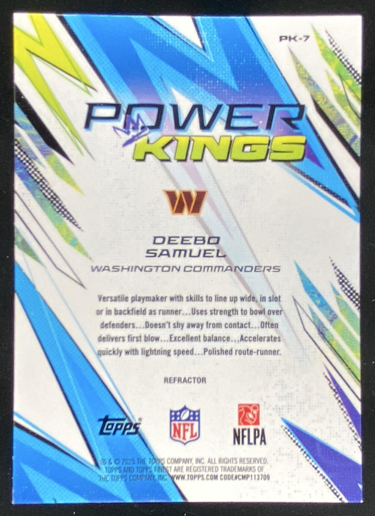 2025 Topps Finest Deebo Samuel #PK-7 trading card