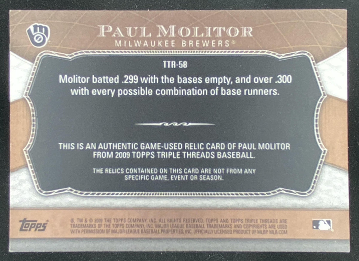 2009 Topps Triple Threads Paul Molitor #TTR-58 trading card