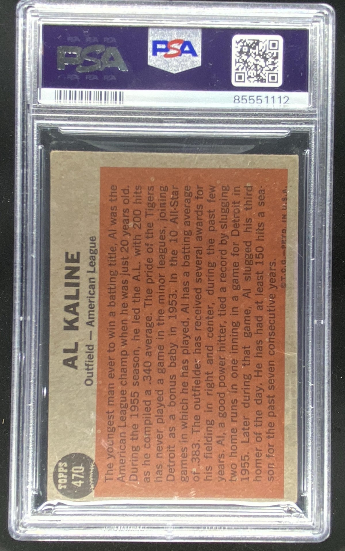 1962 Topps Al Kaline #395 graded PSA 3 trading card