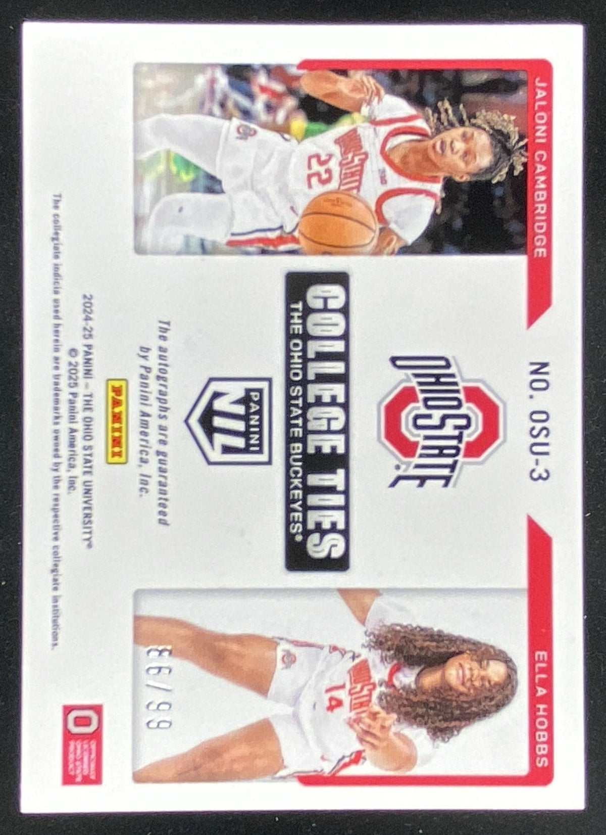 2025 Panini Ohio State Jaloni Cambridge / Ella Hobbs trading card