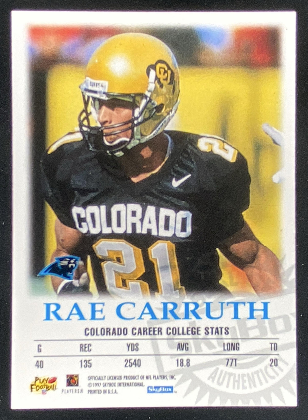 1997 Skybox Rae Carruth trading card