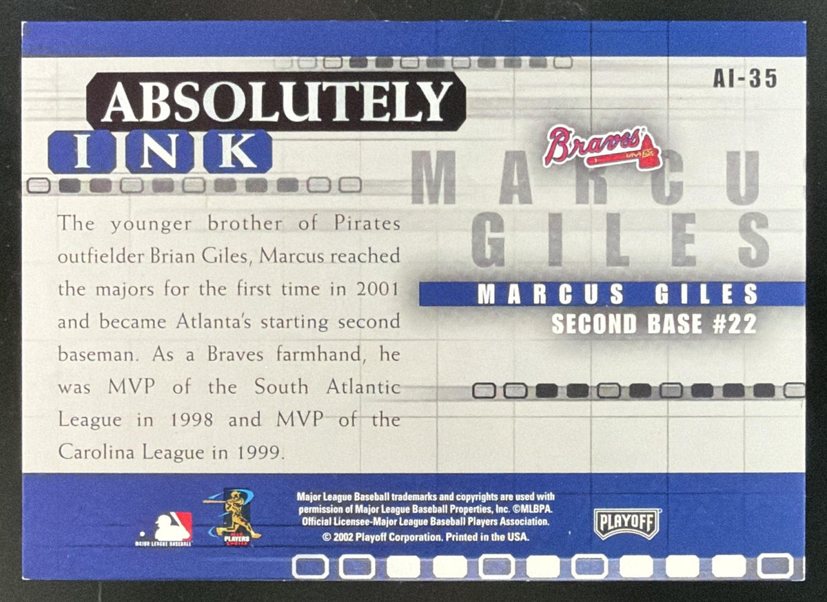 2002 Playoff Absolute Memorabilia Absolutely Ink Marcus Giles Auto