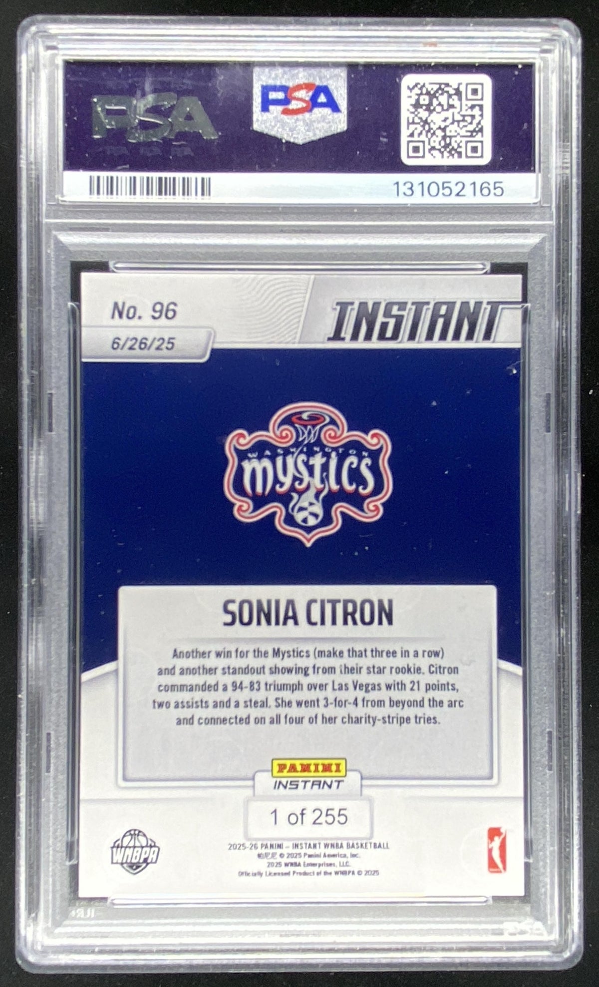 2025 Panini Instant WNBA Sonia Citron #96 trading card