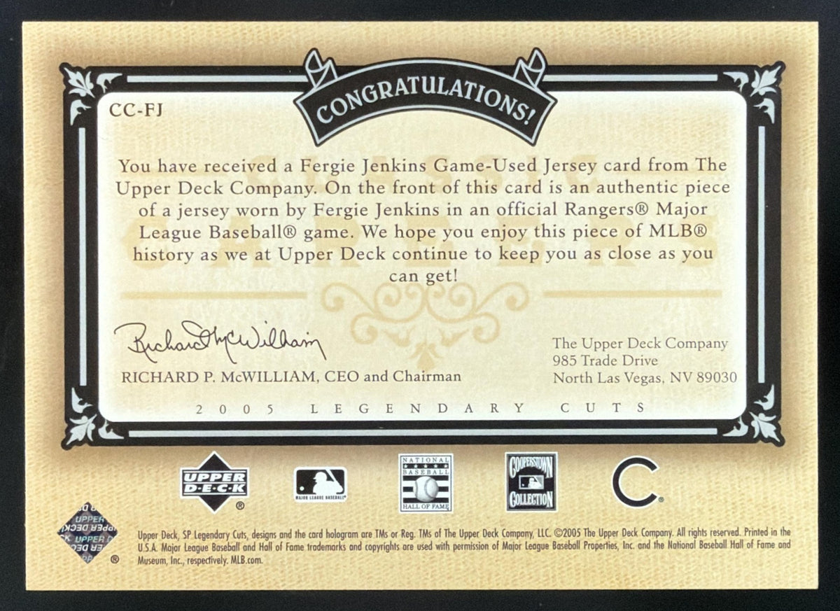 2005 SP Legendary Cuts Classic Careers Fergie Jenkins Jersey