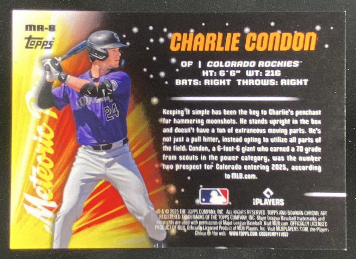 2025 Bowman Chrome Charlie Condon #MR8 trading card