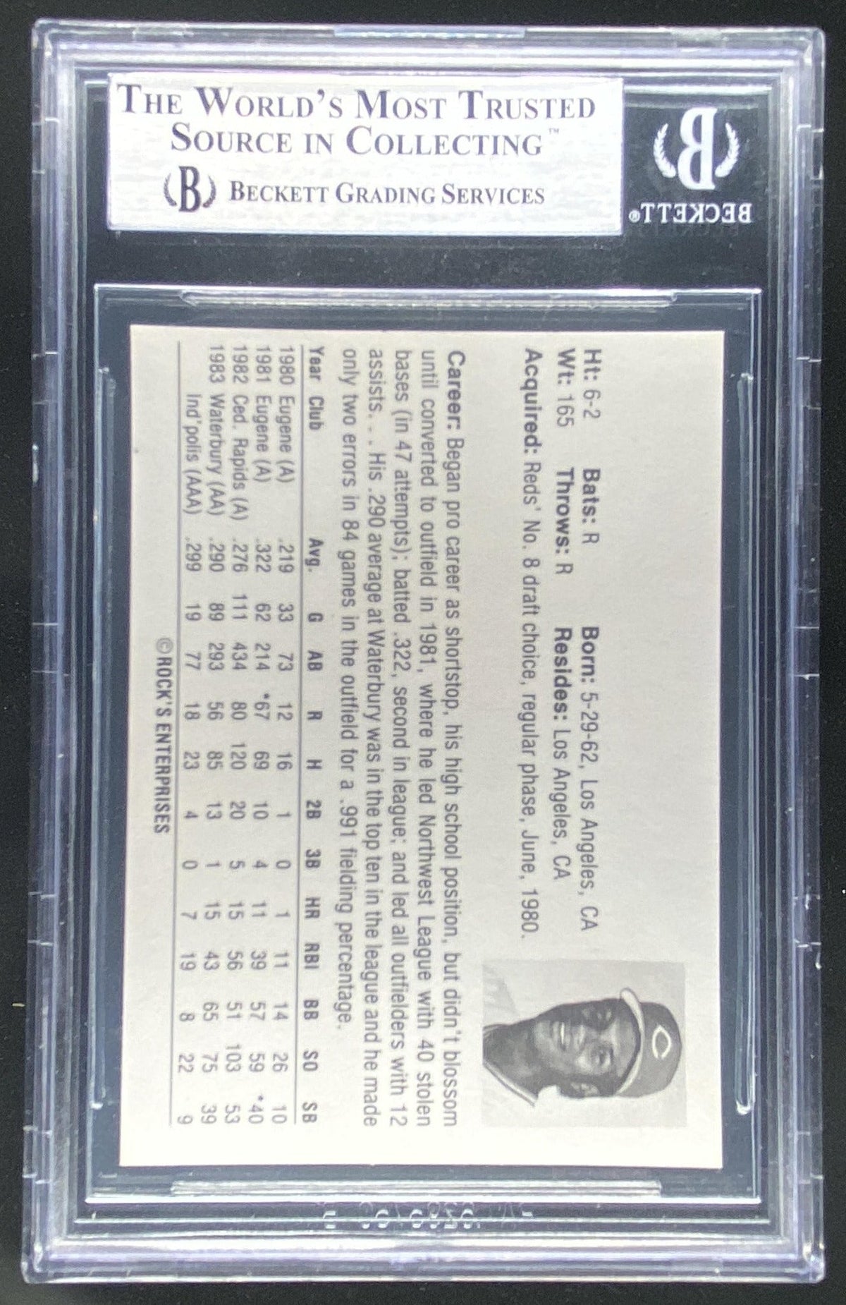 1984 Wichita Aeros Rocks Dugout Eric Davis #15 graded BGS 9 trading card