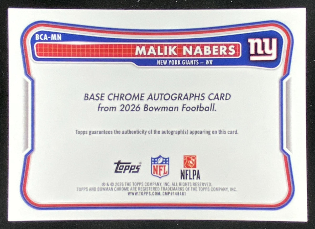 2026 Bowman Malik Nabers #BCA-MN trading card