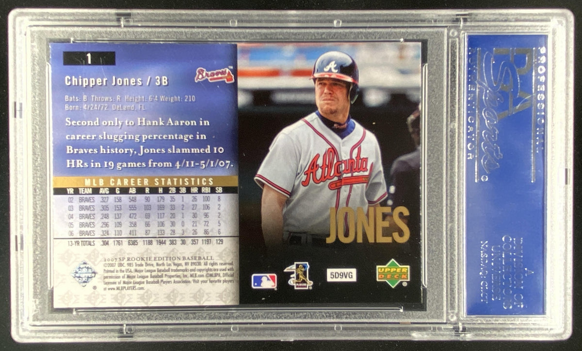 2007 SP Rookie Edition Chipper Jones #1 graded PSA 10 trading card