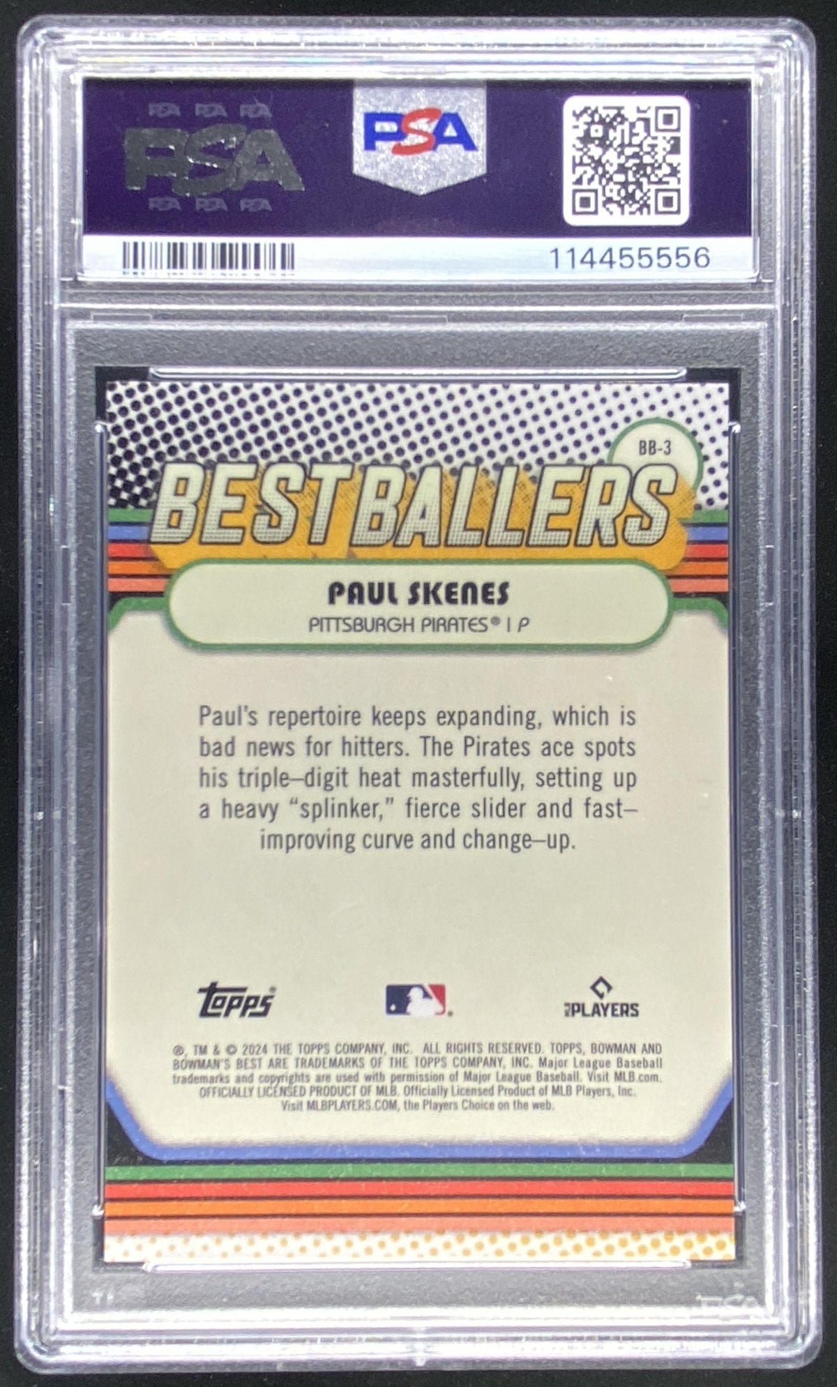 2024 Bowman's Best Paul Skenes graded PSA 10 trading card