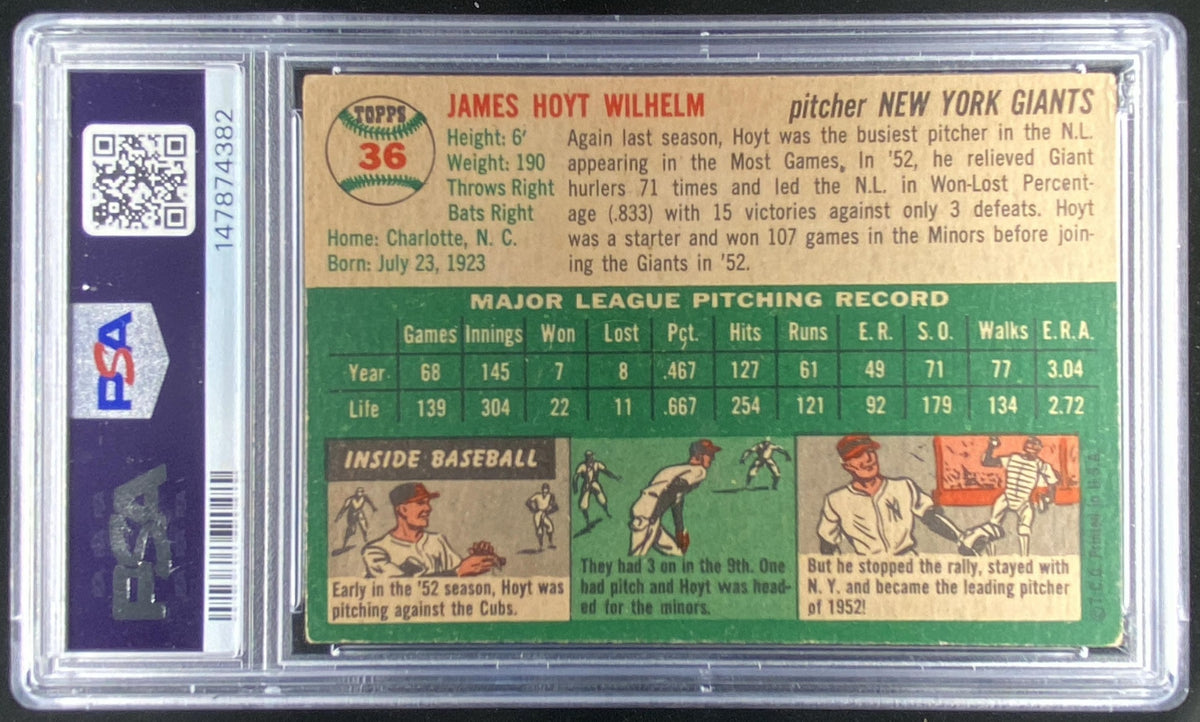 1954 Topps Hoyt Wilhelm #36 graded PSA 4 trading card