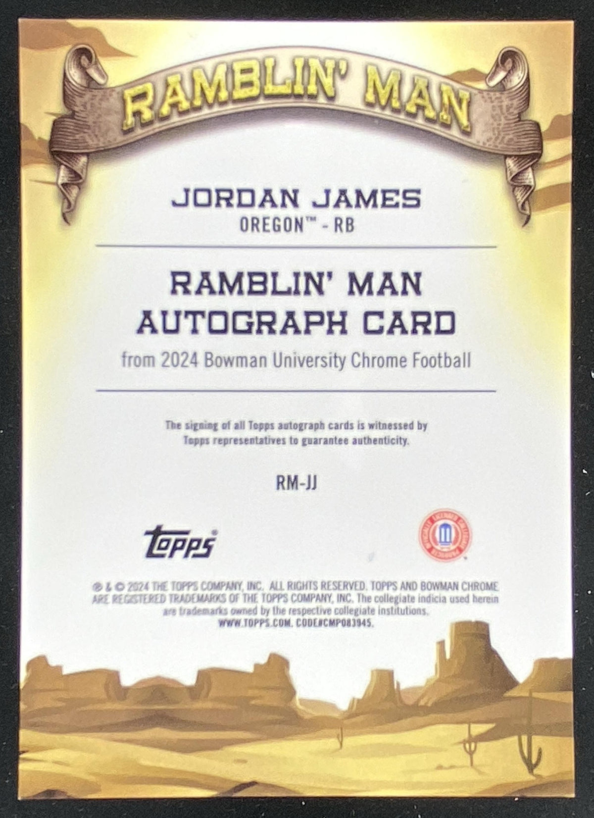 2024 Bowman Chrome University Jordan James trading card