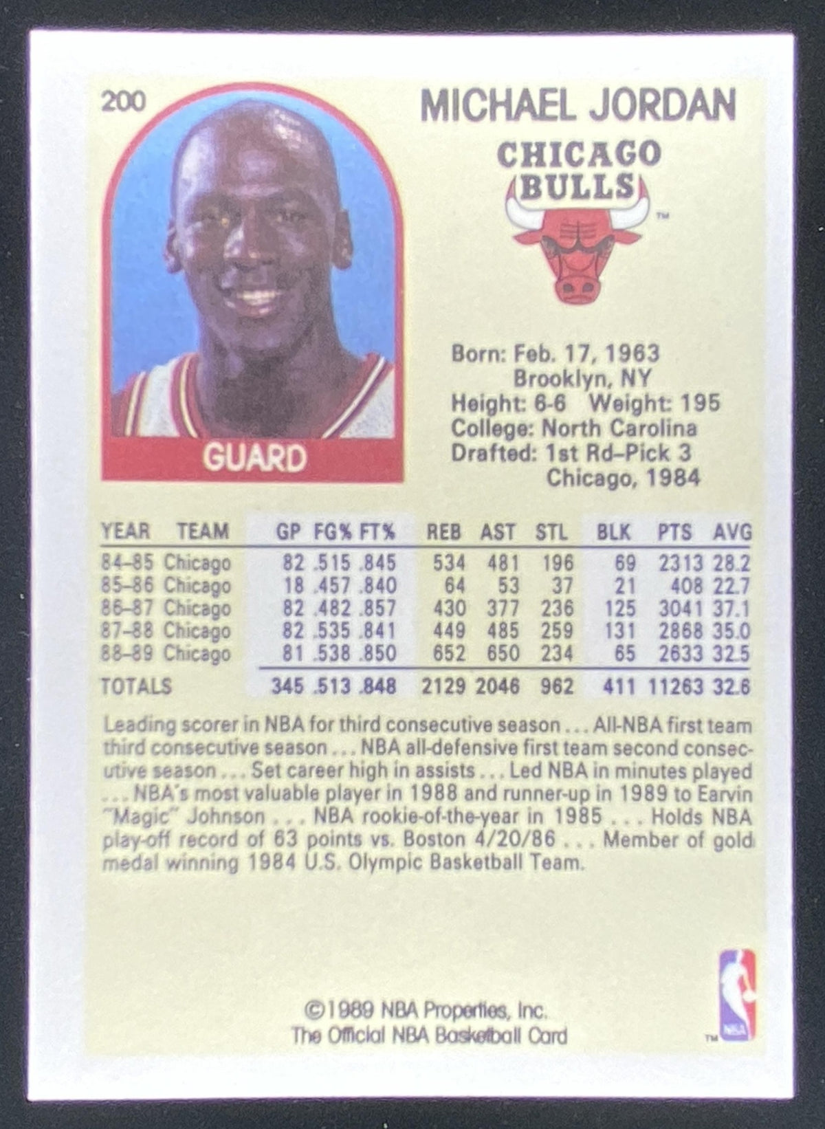 1989 Hoops Michael Jordan #200 trading card