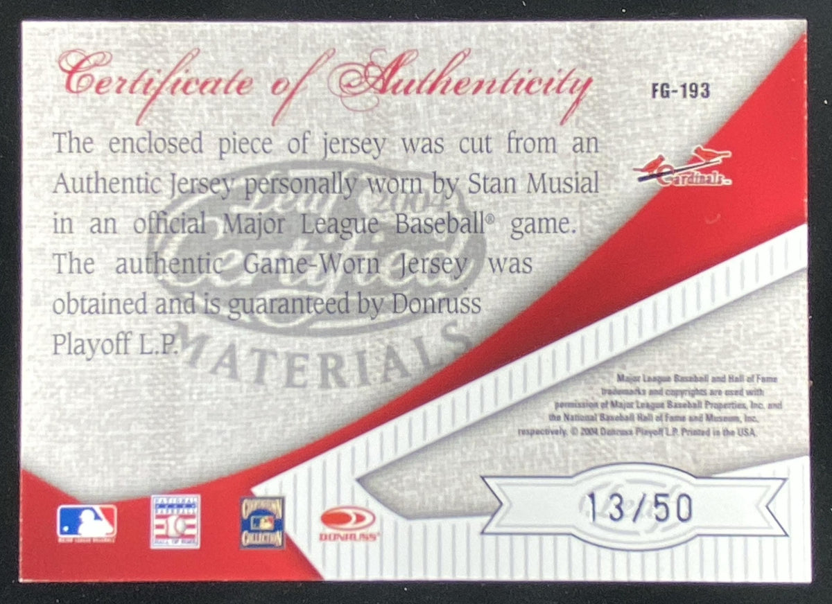 2004 Leaf Certified Materials Stan Musial trading card