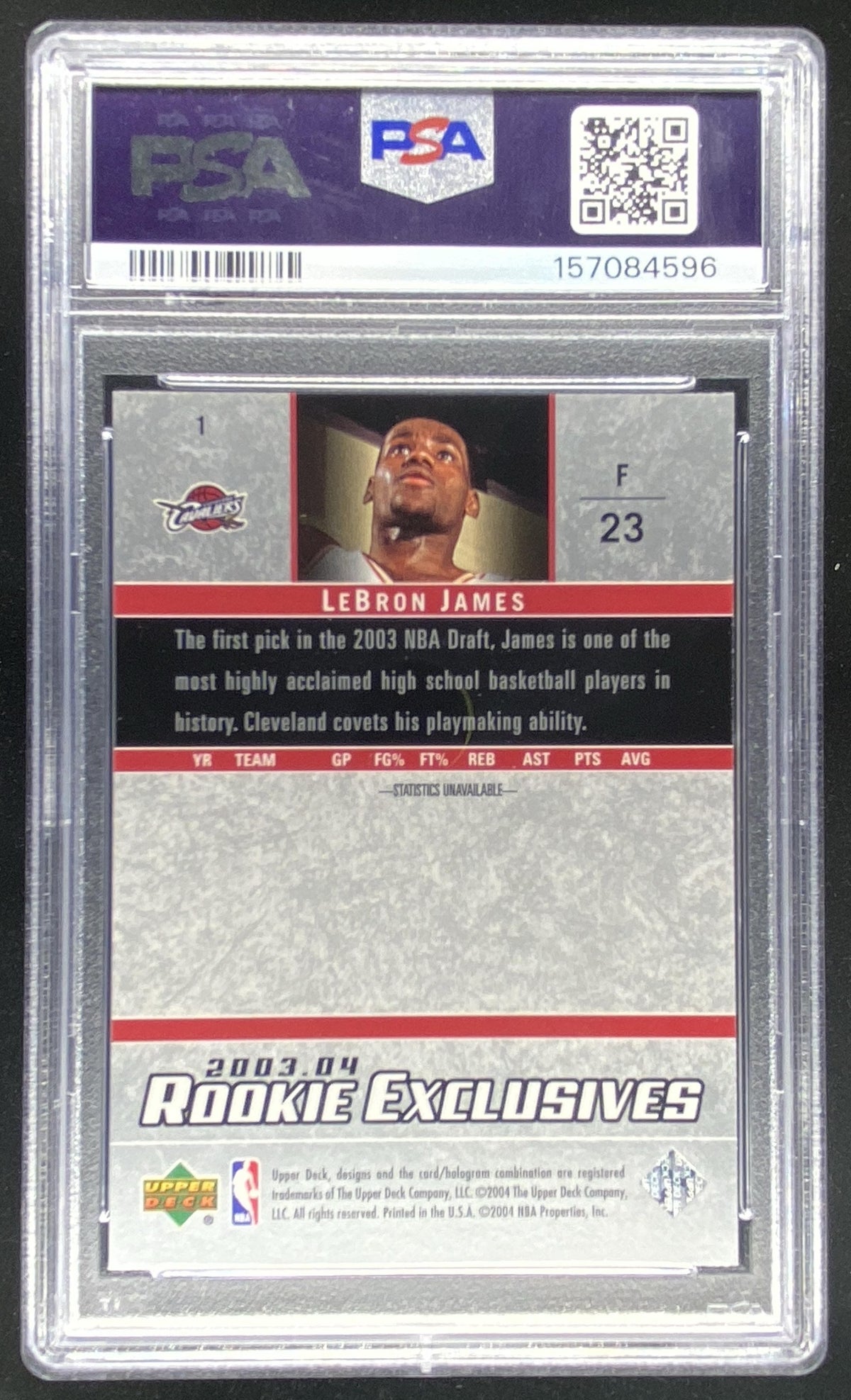 2003 Upper Deck Rookie Exclusives LeBron James #1 graded PSA 8 trading card