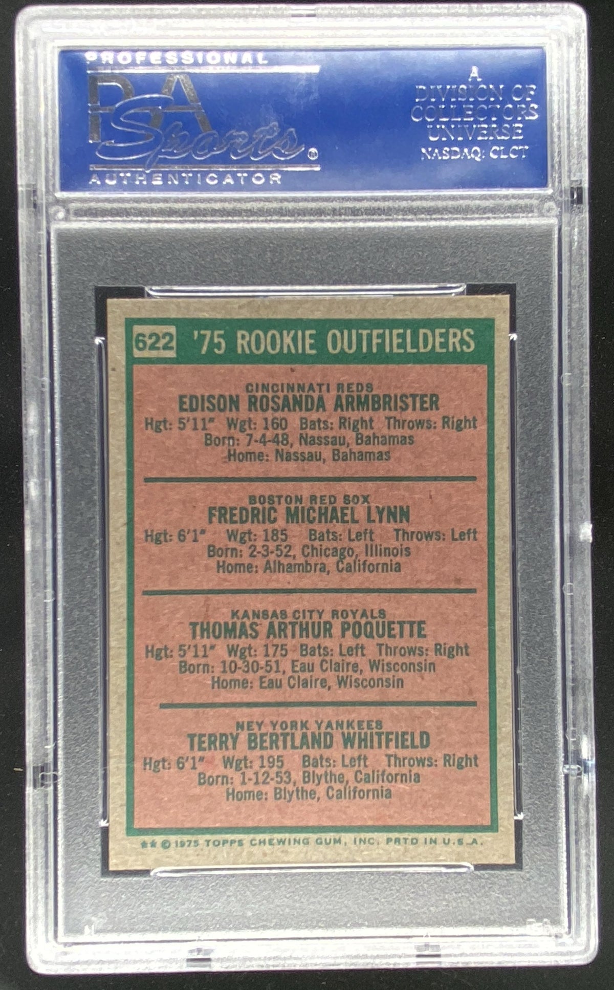 1975 Topps Mini Armbrister / Lynn / Poquette / Whitfield #622 graded PSA 8 trading card