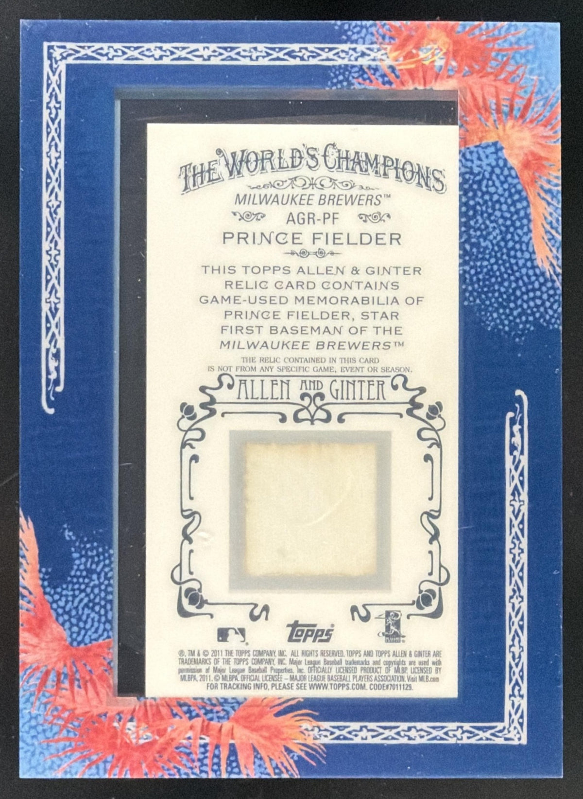 2011 Topps Allen & Ginter Prince Fielder Jersey