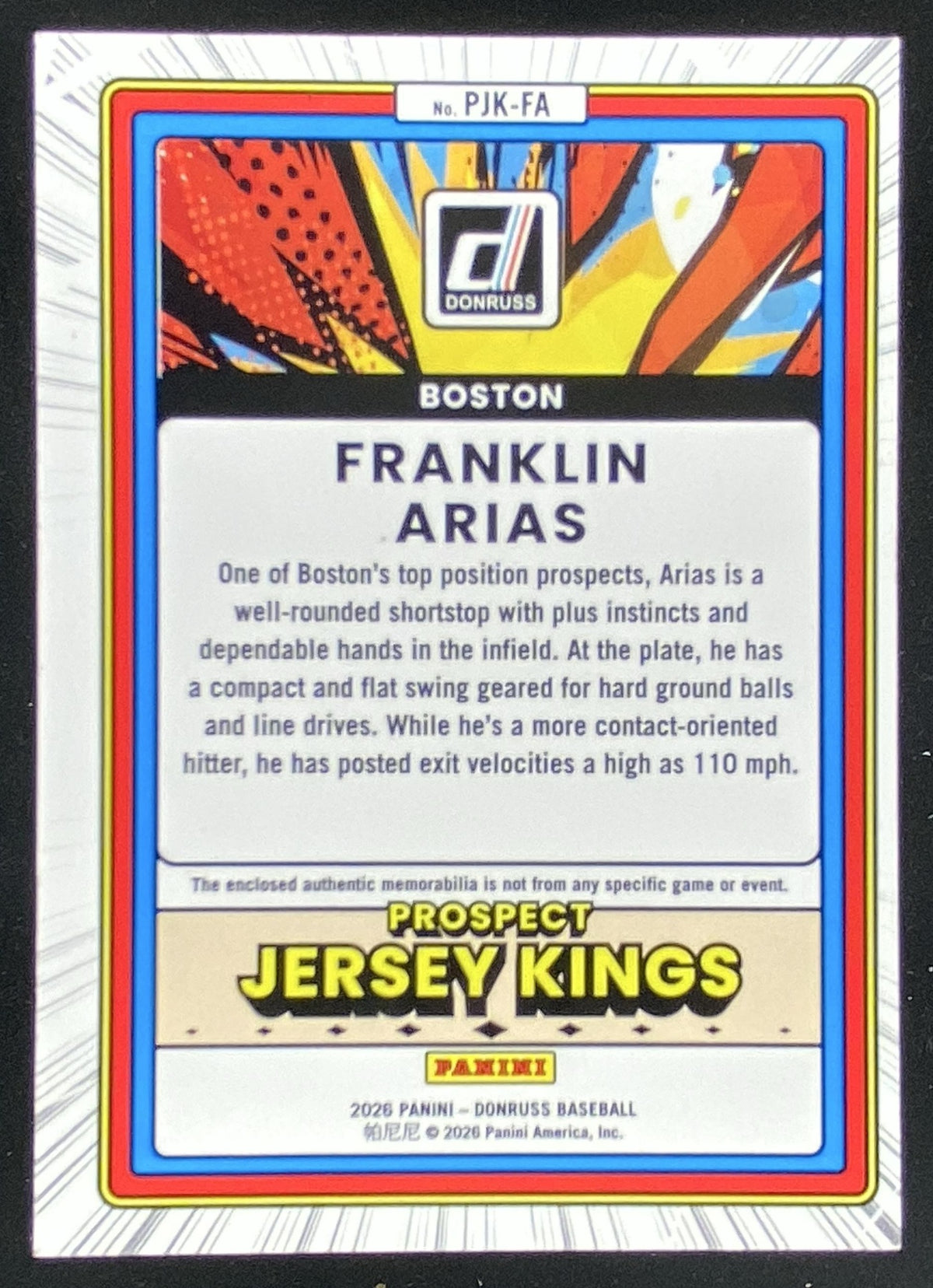 2026 Panini Donruss Franklin Arias #PJK-FA trading card